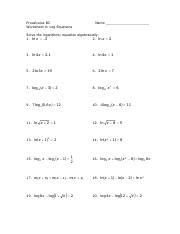 Image result for Log Functions Pre-Calc Practice Problems