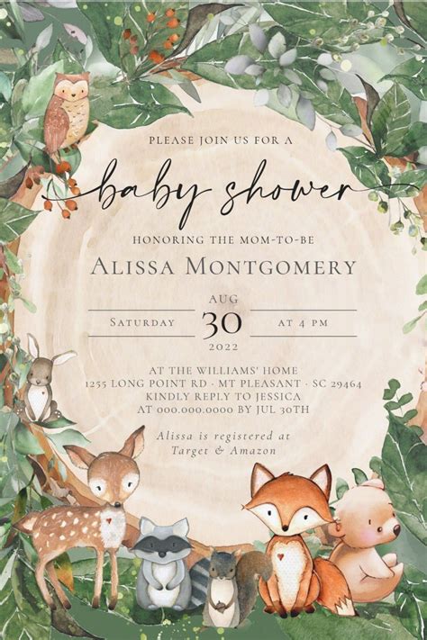Woodland Animals Baby Shower Invitation | Zazzle | Baby shower woodland ...