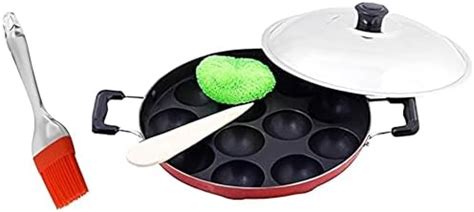 Buy CELLO Non-Stick 12 Cavity Appam Patra Kan with Stainless Steel Lid ...
