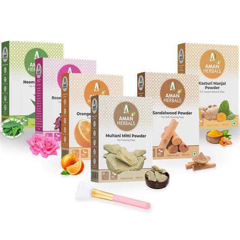 AMAN HERBALS - Skin Care Combo Pack - 6 Natural Powders (Sandalwood ...
