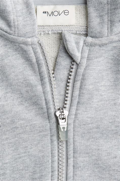 Short zip-through sports hoodie - Light grey marl - Kids | H&M IN