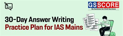 30-Day Answer Writing Practice Plan for IAS Mains - GS SCORE