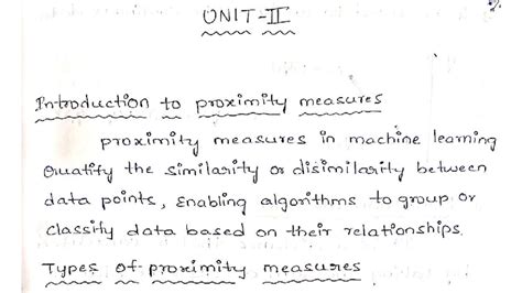 ML UNIT 2 - Proximity Measures in Machine Learning - Studocu