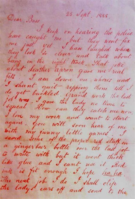 The Dear Boss Jack The Ripper Letter.