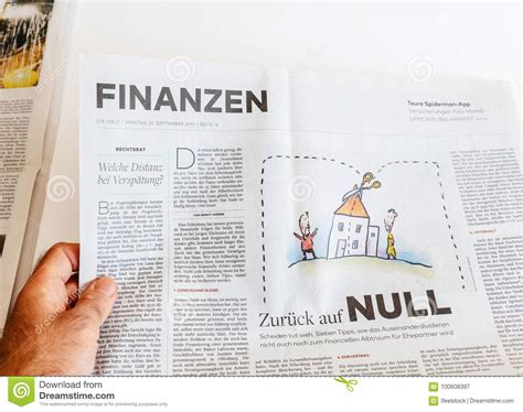 Man Reading Newspaper Die Welt about Finance Editorial Photography ...
