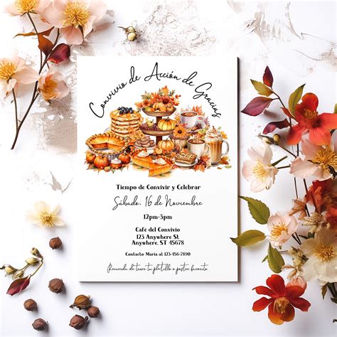 Spanish Thanksgiving Potluck Invitation, Convivio De Acción De Gracias ...
