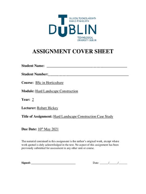 Fillable Online ASSIGNMENT COVER SHEET Fax Email Print - pdfFiller