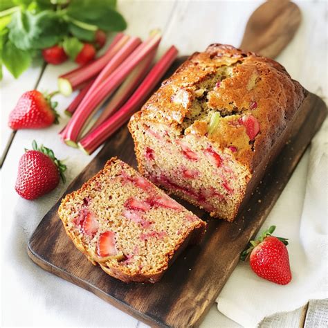 Easy 3-Ingredient Strawberry Rhubarb Bread Loaf