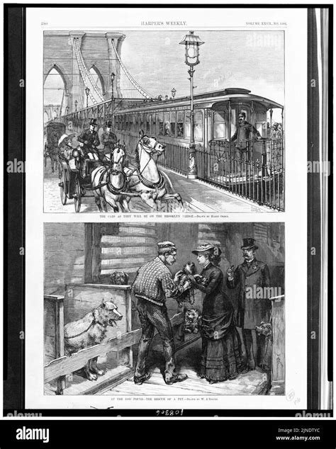 The Cars as they will be on the Brooklyn Bridge - drawn by Harry Ogden ...