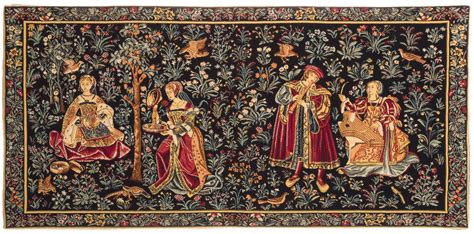 Medieval Tapestry Wall Hanging Seignorial Scene Millefleurs Motif ...