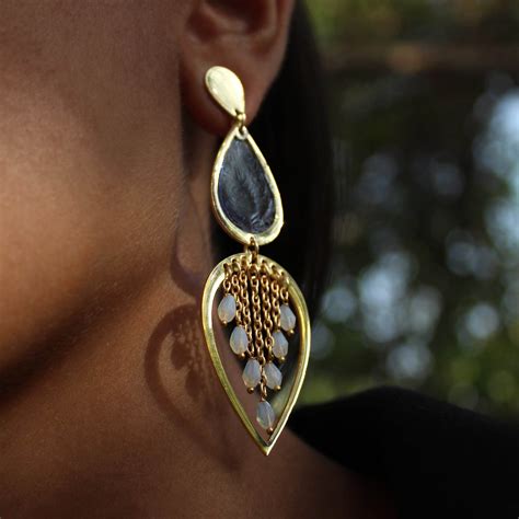 Water Dew Drops Blue Resin Earrings Beabhika resin earrings blue golden ...