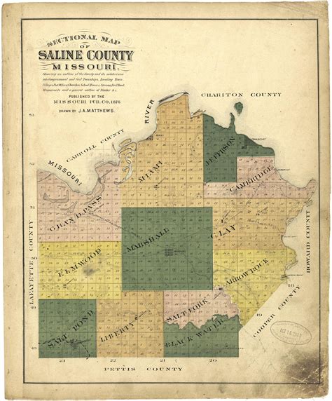 Old Map of Missouri, Saline County, [1876] Sectional Map of Saline ...