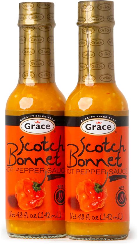 Amazon.com : Grace Yellow Scotch Bonnet Hot Pepper Sauce 4.8oz - 2 Pack ...