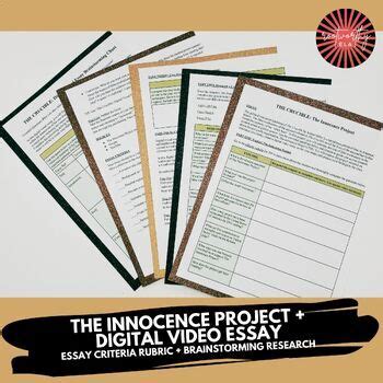 The Crucible | The Innocence Project Activity + Digital Video Essay Rubric