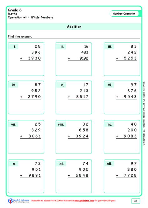 6Th Grade Math Worksheets