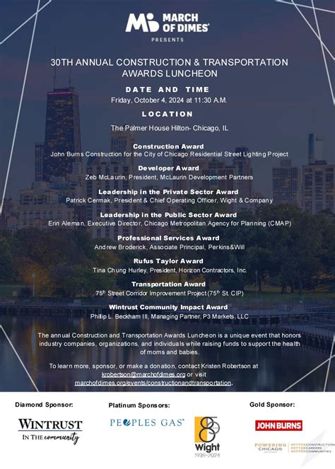 The March of Dimes Chicago Construction & Transportation Awards are ...