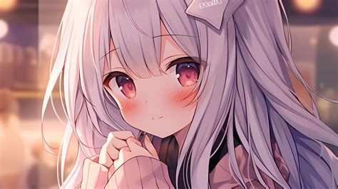 Download wallpaper 2560x1440 girl, blush, smile, ears, hairpin, anime ...