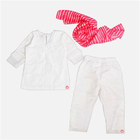 Chikankari Suit Set with Lehriya Dupatta | Ethnic Wear for Girls ...