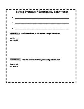 Image result for Solving Systems by Substitution Notes