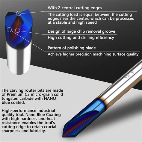 Buy Engraving CNC Wood Carving Router Bit Set 1/4 Inch Shank 15°, 20 ...