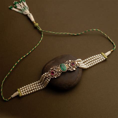 Himanshi Emerald and Ruby Pearl Choker with Polki Accents
