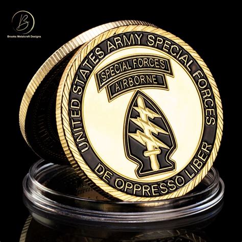Army Special Forces De Oppresso Liber Airborne Gold Challenge Coin