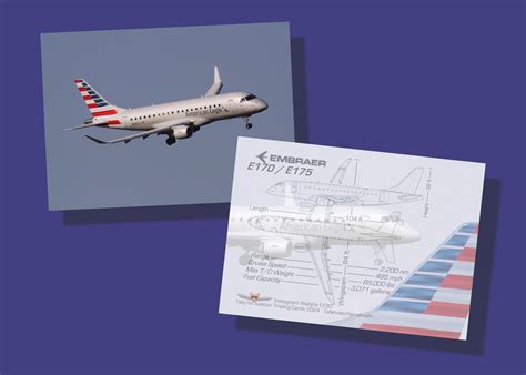 American Eagle ERJ 170 / 175 Set of 25 Aviation Airplane Trading Cards ...