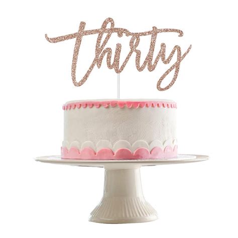 Thirty Cake Topper- Rose Gold Glitter, Rose Gold 30th Cake Topper, 30th ...