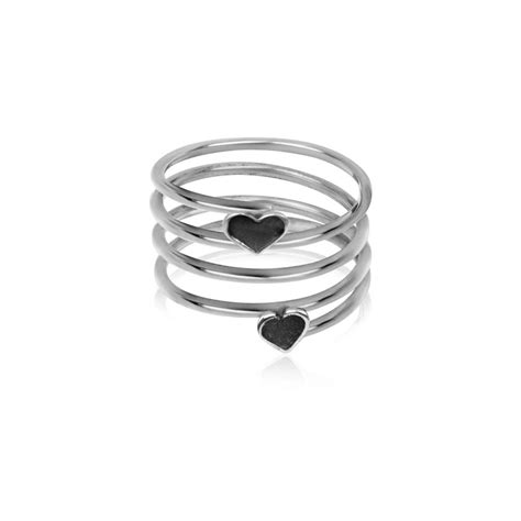 Buy Giva Avni By Oxidised Silver Coiled Dual Heart Adjustable Ring For ...