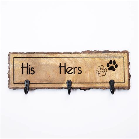 Buy "His Her" Key Holder with Paw Prints Online On Zwende