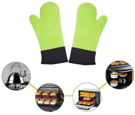 Heat resistant Silicone Oven Gloves with quilted cotton
