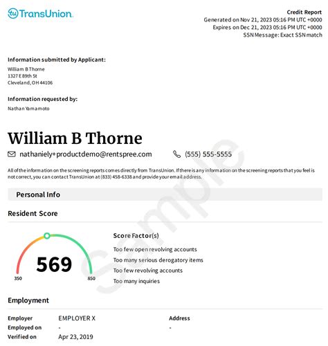 Image result for TransUnion Credit Report