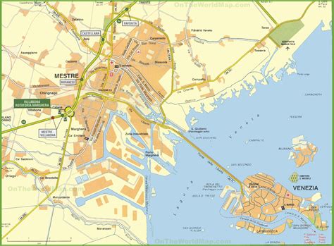Map of Venice and Mestre - Ontheworldmap.com