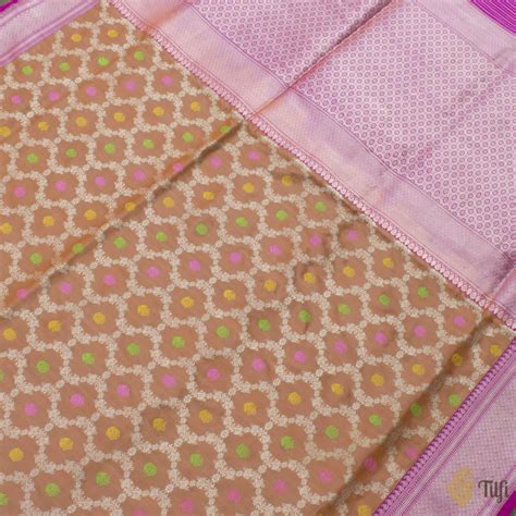 Copper Rust Pure Katan Silk Banarasi Handloom Saree - Tilfi