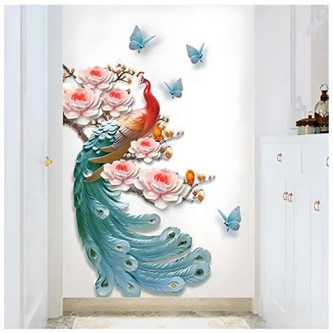 JAAMSO ROYALS Peacock Design And Colorfull Peacock Design Vinyl Home ...
