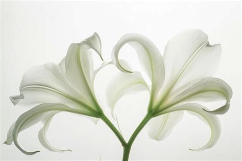 Pure white lilies with green stems on a white background | Premium AI ...