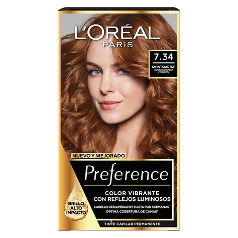 Tinte Capilar L’Oréal Preference 7.34 Rubio Dorado Cobrizo | DelSol