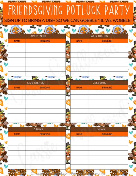 Organize Your Friendsgiving Potluck with These Sign Up Sheets
