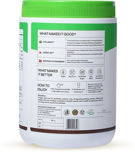 OZiva Vegan Collagen (Tangy Amla) with Biotin & Vit C for Brighter ...