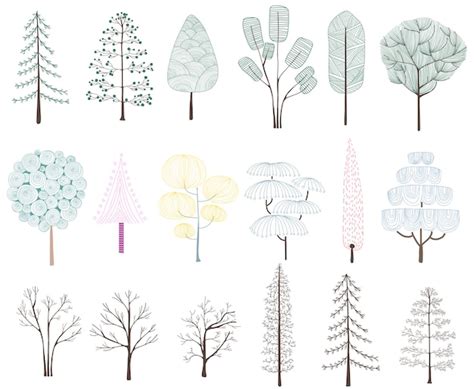 Illustration of pine trees collection | Free Vector