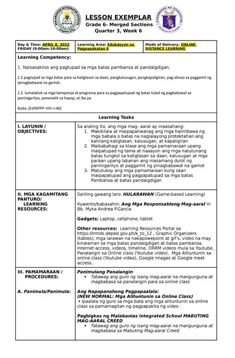 Image result for Sample Module for Grade 6