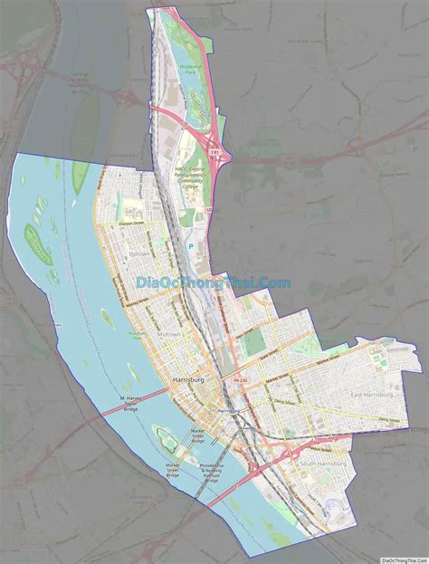 Map of Harrisburg city, Pennsylvania - Thong Thai Real