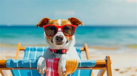 Happy Dog on Summer Beach Vacation - HD Wallpaper by robokoboto