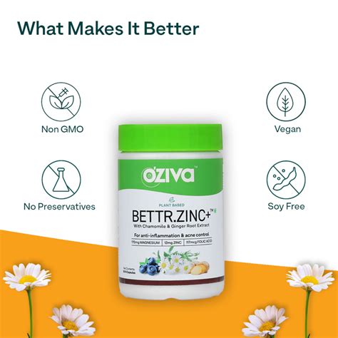 OZiva Plant Based Bettr.Zinc+, 60 Capsules Price, Uses, Side Effects ...