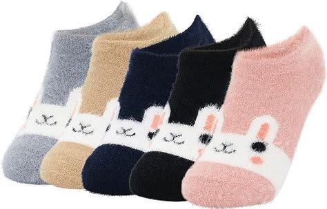 Buy Zeki Woolen Fuzzy Cute Cartoon Cat face Winter Socks For Girls ...