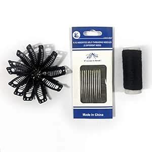 Clips and Needles for Clip in Hair Extensions 6/12 Assorted Self ...
