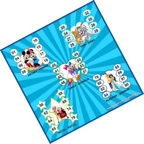 Buy Cartoon Couple Theme tambola Tickets Bingo housie lotto (Printed on ...