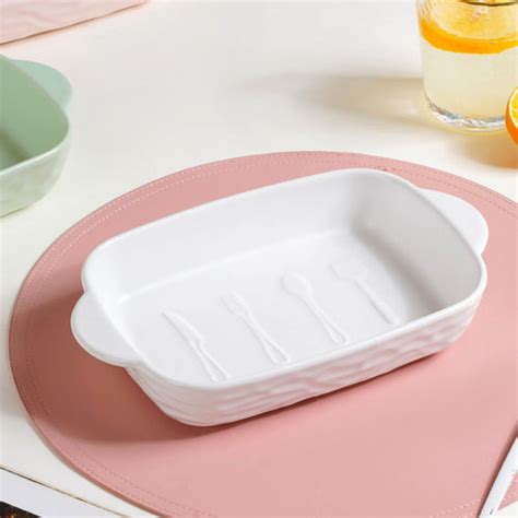 Serena Lily White Ceramic Ribbed Baking Plate Small Online - Premium ...
