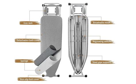 ATHENACREATIONS Foldable Ironing Board with Multi-Function Tray ...