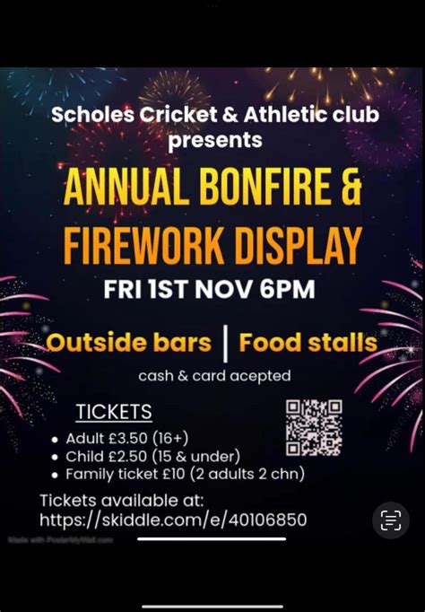 Annual Bonfire & Firework Display, Scholes Cricket and Athletic Club ...